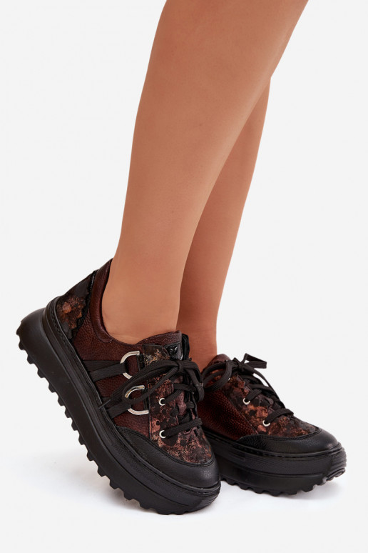 Oda Sneakers modelio batai Moteriškas su platforma Tai turiciejka 06562-25 CzekoladoĮe