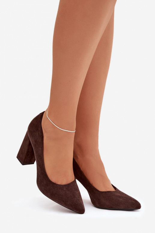 Zomšiniai bateliai su kulniukais Sergio Leone PB216 CzekoladoĮe