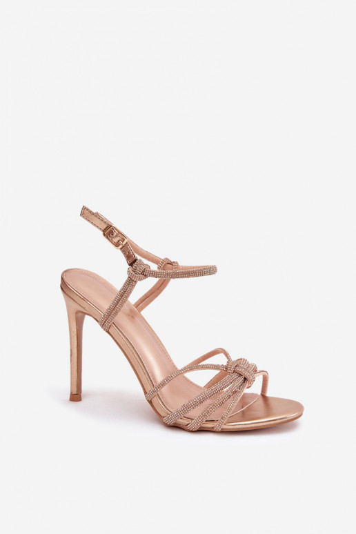 Moteriškos basutės su plonais kulniukais su juostelėmis Ir cirkoniai Szampańskie Tanelle