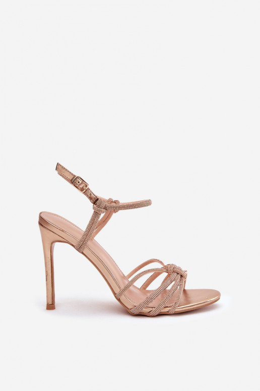 Moteriškos basutės su plonais kulniukais su juostelėmis Ir cirkoniai Szampańskie Tanelle