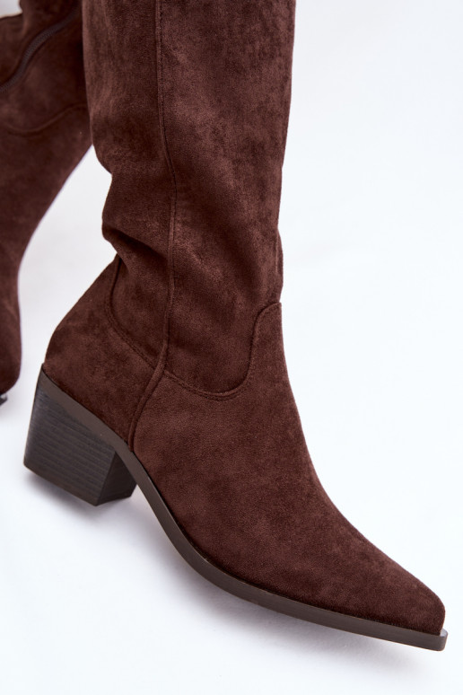 ilgaauliai batai kaubojiško stiliaus Moteriškas CzekoladoĮe Jazelle