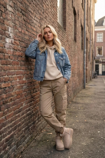 sniego batai MoteriškassuĮjungtaturalnego iš zomšosu smėlio spalvos Tai turiirene