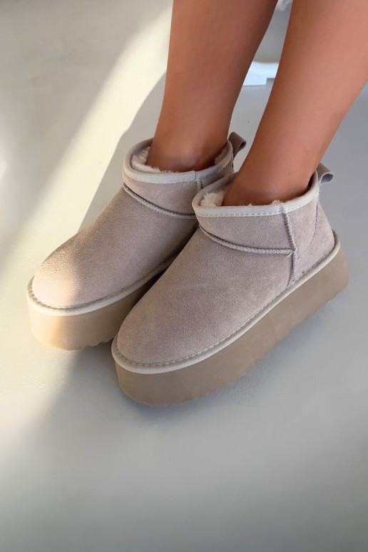 sniego batai MoteriškassuĮjungtaturalnego iš zomšosu smėlio spalvos Tai turiirene