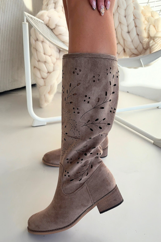 su aužūro elementais moteriški ilgaauliai batai Klocke chaki spalvos Helinna