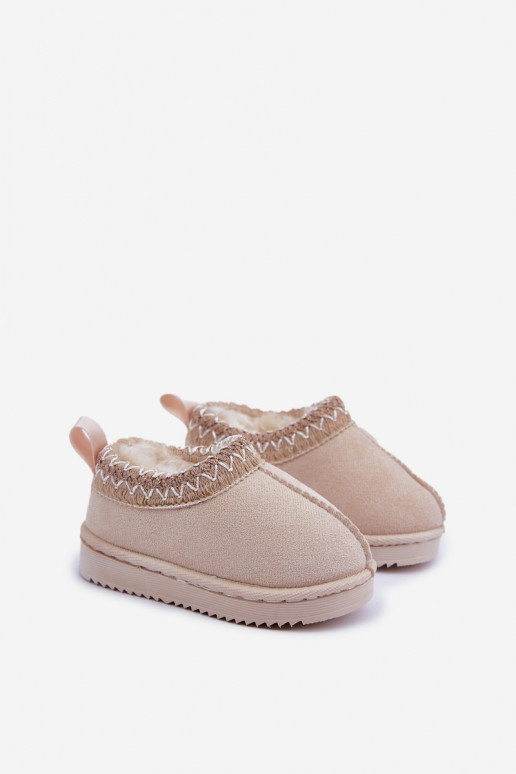 sniego batai Aulinukai Vaikiški su platforma pašiltinti su kailiuku viduje dramblio kaulo spalvos Vilabria