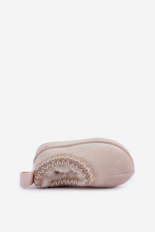 sniego batai Aulinukai Vaikiški su platforma pašiltinti su kailiuku viduje dramblio kaulo spalvos Vilabria