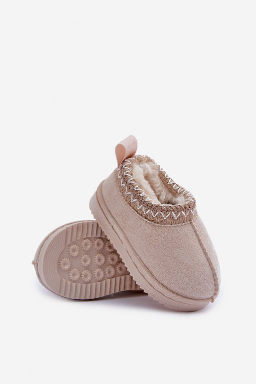 sniego batai Aulinukai Vaikiški su platforma pašiltinti su kailiuku viduje dramblio kaulo spalvos Vilabria