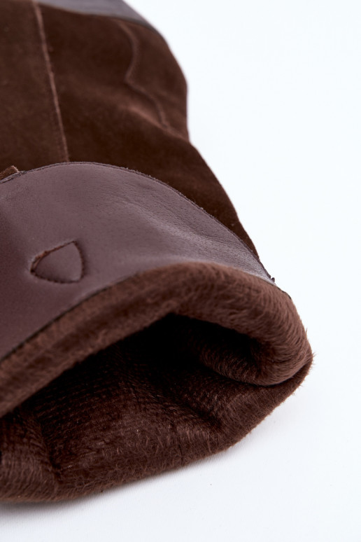 Oda iš zomšos ilgaauliai batai kaubojiško stiliaus Moteriškas pašiltinti CzekoladoĮe Urselle