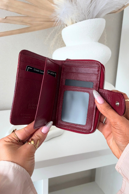 Lakuota moteriška piniginė su kibirkštėlėmis raudonos spalvos Luretta