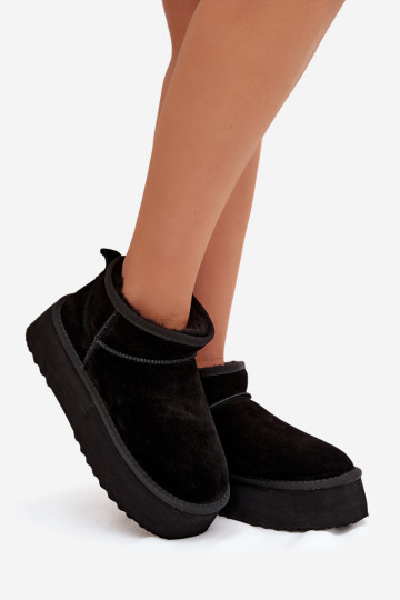 Juodos spalvos moteriški sniego batai iš dirbtinės zomšos Irene