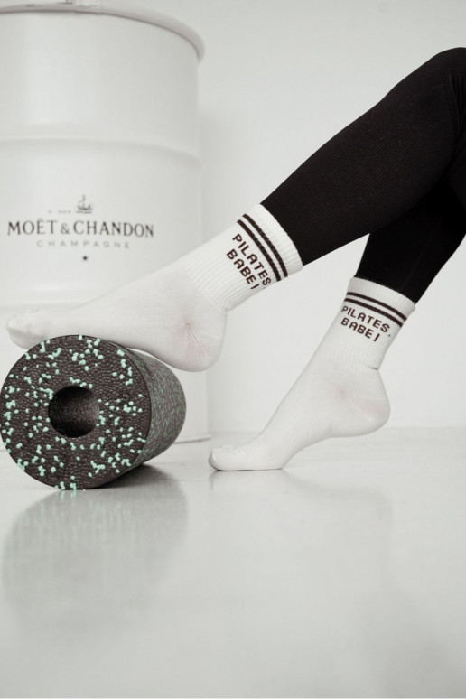 Kojinės Moteriškassurudos spalvosm Įjungtapisem PILATES, BABE! dramblio kaulo spalvos