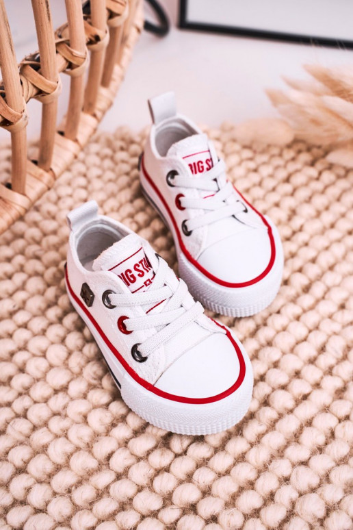 Vaikiški Klasikinio modelio lygiapadžiai sportbačiai BIG STAR HH374193 baltos spalvos