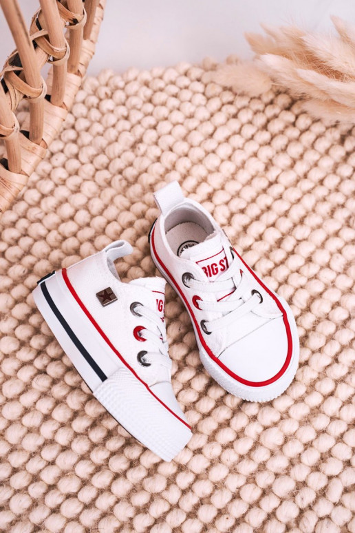 Vaikiški Klasikinio modelio lygiapadžiai sportbačiai BIG STAR HH374193 baltos spalvos