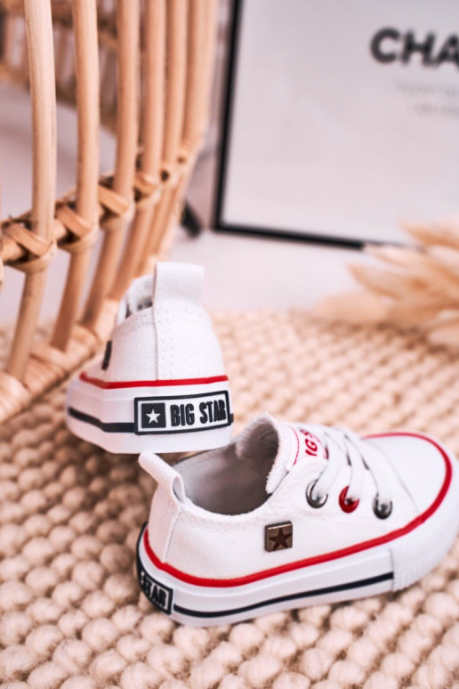 Vaikiški Klasikinio modelio lygiapadžiai sportbačiai BIG STAR HH374193 baltos spalvos