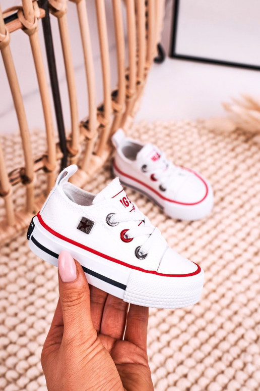 Vaikiški Klasikinio modelio lygiapadžiai sportbačiai BIG STAR HH374193 baltos spalvos