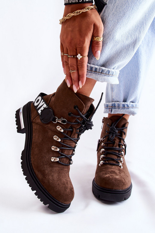 iš zomšos pašiltinti Aulinukai su dirželiais tamsiai rudos spalvos Aurelio