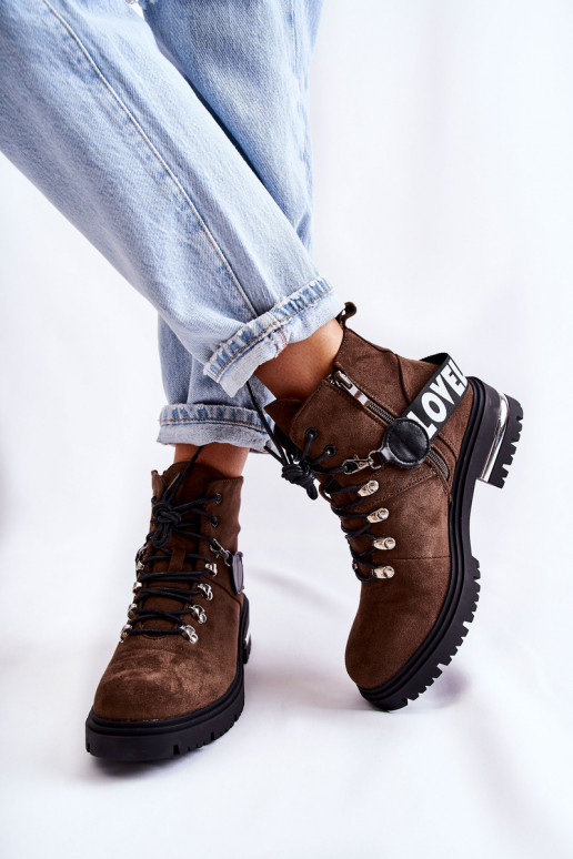 iš zomšos pašiltinti Aulinukai su dirželiais tamsiai rudos spalvos Aurelio