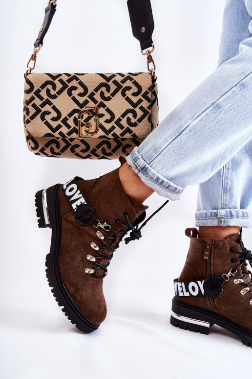 iš zomšos pašiltinti Aulinukai su dirželiais tamsiai rudos spalvos Aurelio