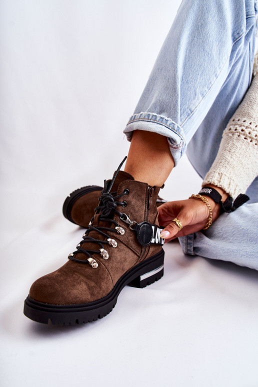 iš zomšos pašiltinti Aulinukai su dirželiais tamsiai rudos spalvos Aurelio