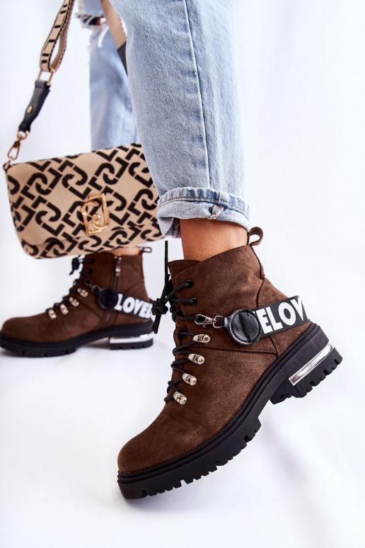 iš zomšos pašiltinti Aulinukai su dirželiais tamsiai rudos spalvos Aurelio