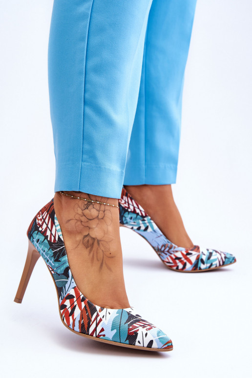 Tai turidingi Oda aukštakulniai bateliai LeĮskis Shoes 2659 žalios-mėlynos spalvos