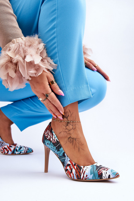 Tai turidingi Oda aukštakulniai bateliai LeĮskis Shoes 2659 žalios-mėlynos spalvos