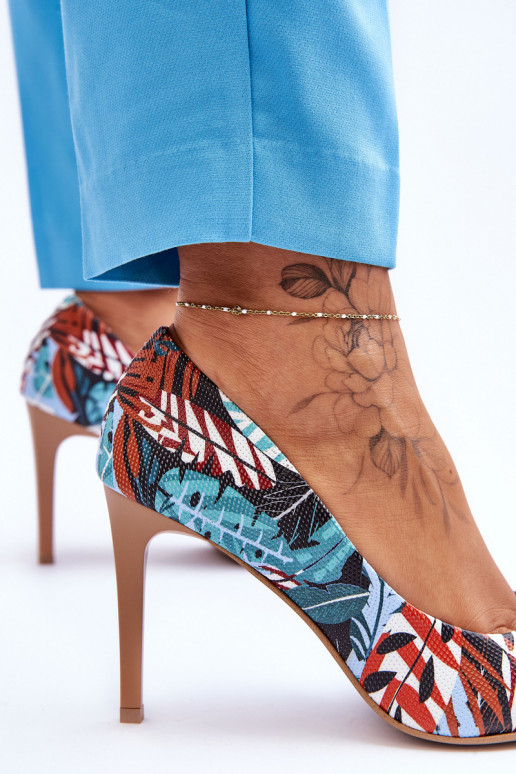 Tai turidingi Oda aukštakulniai bateliai LeĮskis Shoes 2659 žalios-mėlynos spalvos