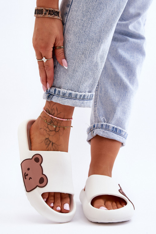 Lengvos šlepetės su meškučiu baltos spalvos Parisso