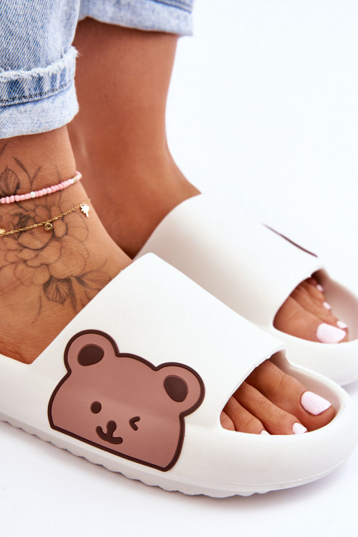 Lengvos šlepetės su meškučiu baltos spalvos Parisso