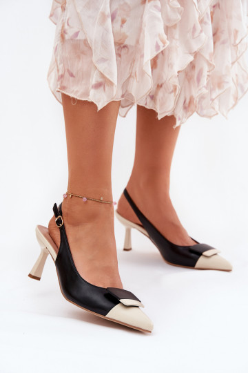 Elegantiško stiliaus aukštakulniai bateliai su ornamentais Eko Oda juodos spalvos Ottoles 2