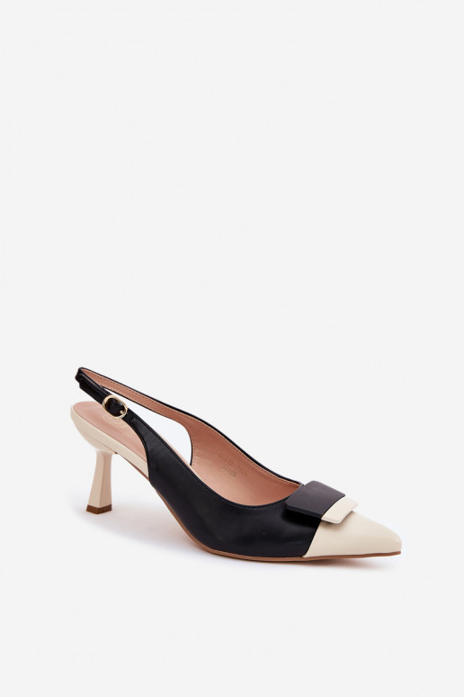 Elegantiško stiliaus aukštakulniai bateliai su ornamentais Eko Oda juodos spalvos Ottoles