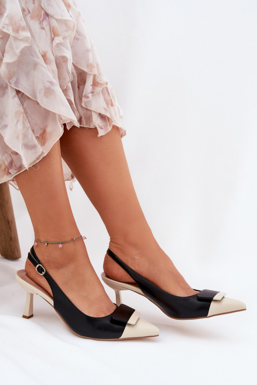 Elegantiško stiliaus aukštakulniai bateliai su ornamentais Eko Oda juodos spalvos Ottoles