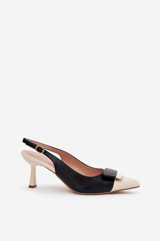 Elegantiško stiliaus aukštakulniai bateliai su ornamentais Eko Oda juodos spalvos Ottoles