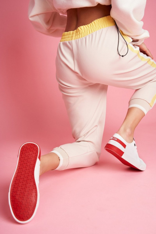 Įjungtatūralios odos sportbačiai BIG STAR FF274174 baltos ir raudonos spalvos