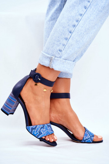 Moteriškos natūralios odos basutės tamsiai mėlynos spalvos 04235-17/00-5