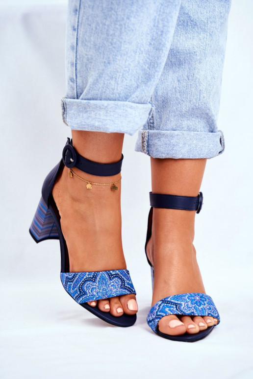 Moteriškos natūralios odos basutės tamsiai mėlynos spalvos 04235-17/00-5