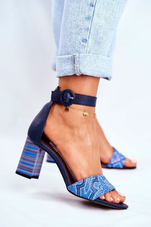 Moteriškos natūralios odos basutės tamsiai mėlynos spalvos 04235-17/00-5