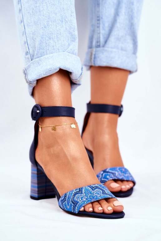 Moteriškos natūralios odos basutės tamsiai mėlynos spalvos 04235-17/00-5