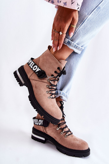 iš zomšos pašiltinti Aulinukai su dirželiais rudos spalvos Aurelio