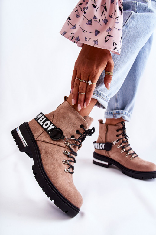 iš zomšos pašiltinti Aulinukai su dirželiais rudos spalvos Aurelio