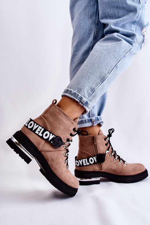 iš zomšos pašiltinti Aulinukai su dirželiais rudos spalvos Aurelio