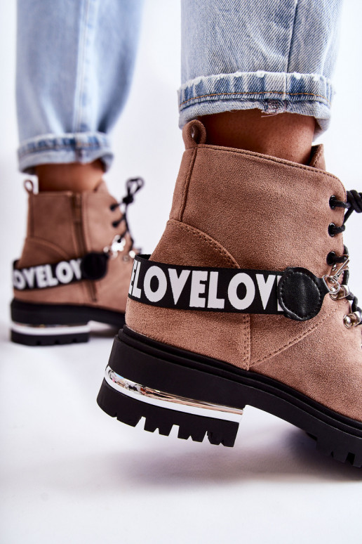 iš zomšos pašiltinti Aulinukai su dirželiais rudos spalvos Aurelio