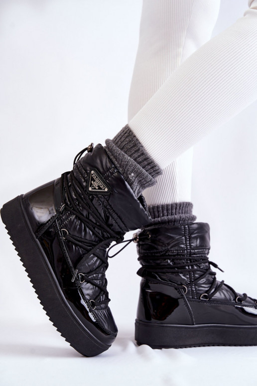 Moteriškas Tai turidingi sniego batai su raišteliais juodos spalvos Carrios