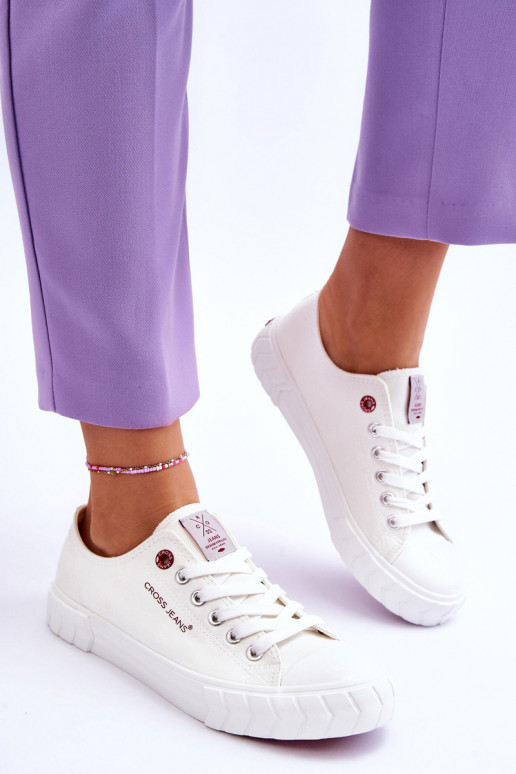Klasikinio modelio Moteriški batai Cross Jeans LL2R4052 baltos spalvos