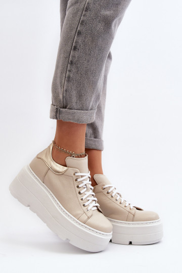 Zazoo 10165 sportiniai bateliai Moteriškas su platforma smėlio spalvos