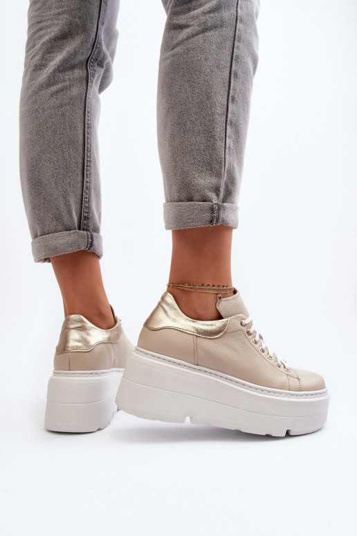 Zazoo 10165 sportiniai bateliai Moteriškas su platforma smėlio spalvos