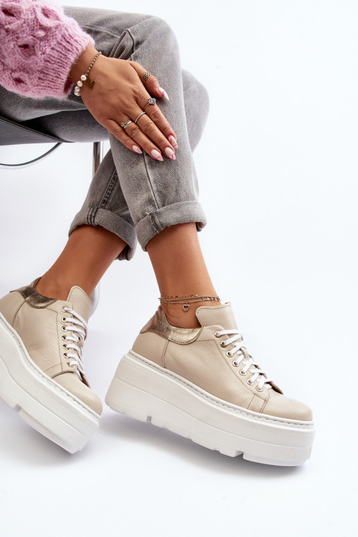 Zazoo 10165 sportiniai bateliai Moteriškas su platforma smėlio spalvos