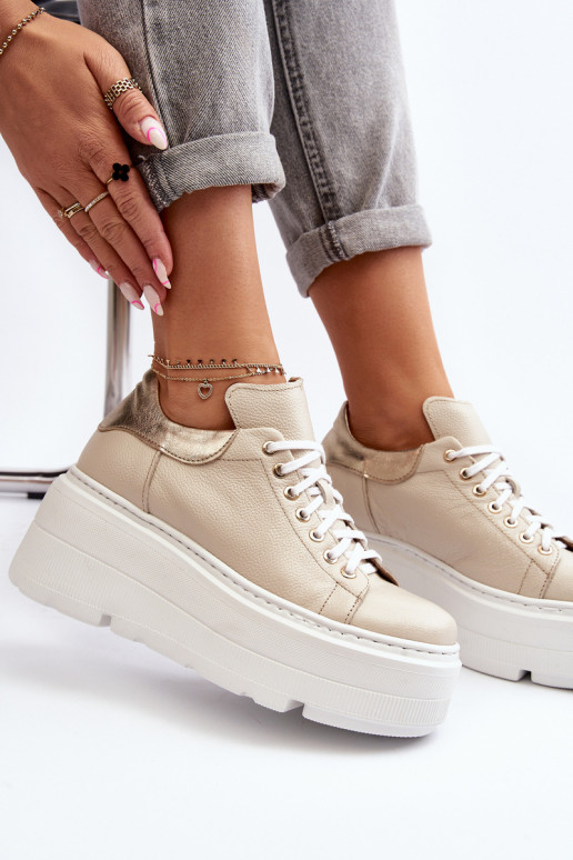 Zazoo 10165 sportiniai bateliai Moteriškas su platforma smėlio spalvos