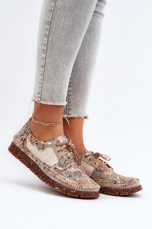 Raštuotas batai Moteriškas Tai turiciejka 06347-04 smėlio spalvos