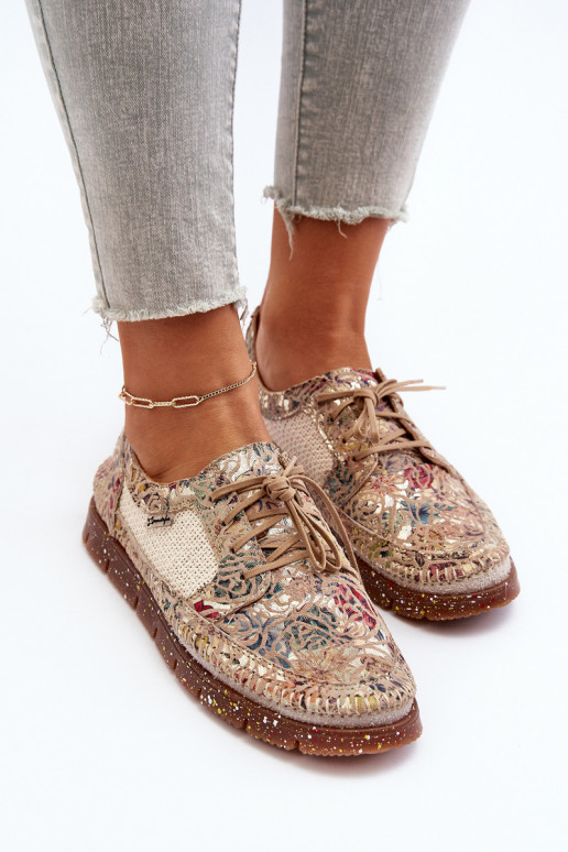 Raštuotas batai Moteriškas Tai turiciejka 06347-04 smėlio spalvos